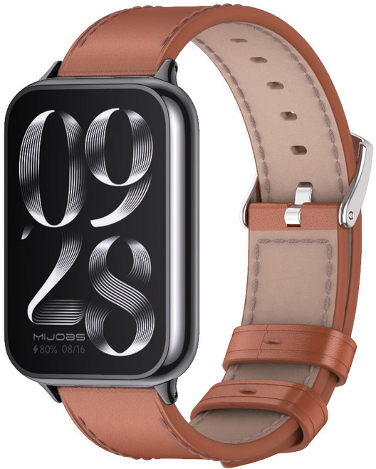 SKENOS 샤오미 스마트밴드9 8프로 / 레드미워치 6 5 호환 가죽 스트랩 마이크로파이버 교체 밴드, 블랙-브라운, 1개