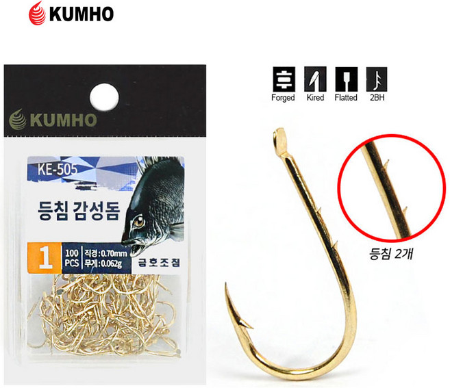 금호 감성돔 등침 바늘 골드 100개입 덕용 KE-505, 1개