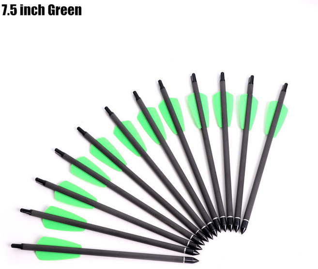 양궁 양궁 탄소 화살 석궁 볼트 반달 노크 탈착식 포인트 야외 사격 사격 7.5 20 22 인치, 11 7.5inch Green, 1개
