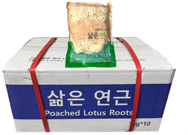 (3mm 슬라이스연근채) 10kg 삶은연근채 데친 데침 자숙연근체 식당 업소용 급식 도매, 1개