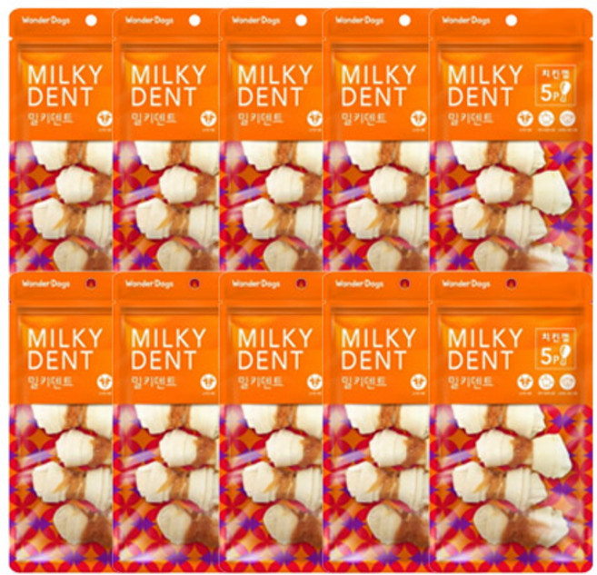 (밀키덴트) 치킨껌 (5px10봉), 10개, 50g