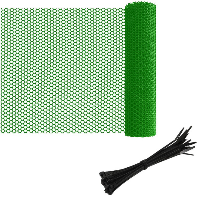 MMC 튼튼한 다용도 플라스틱 메쉬망 정원 울타리 안전망 공장 실내 베란다 마당 PVC 그물망 방충망 경량 케이블타이증정, 1세트, 그린