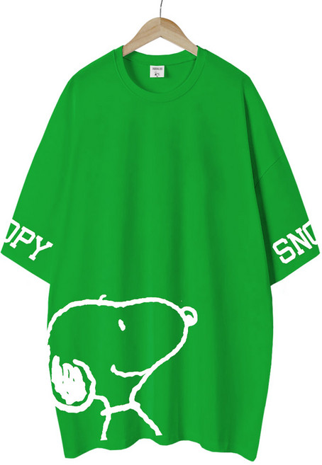 피너츠 라이센스 여성 오버핏 박스티 빅사이즈 루즈핏 롱 티셔츠 커플티 방긋스누피