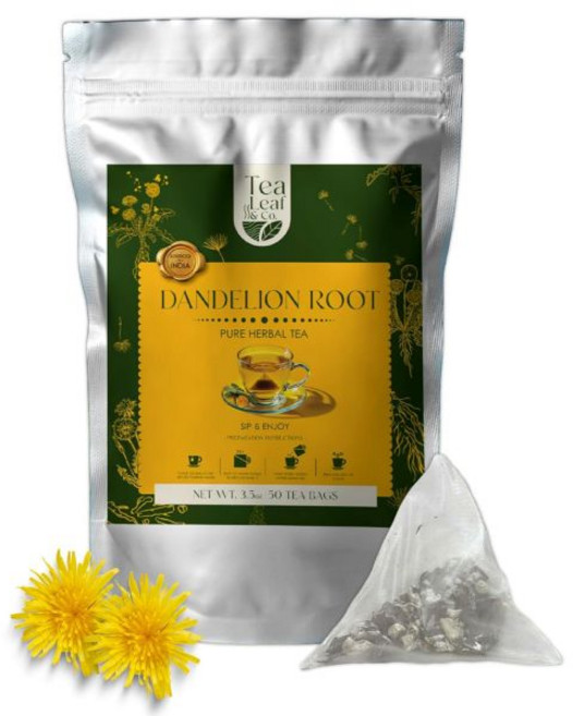 Tea Leaf Co. 홍차 틸리프 앤 컴. 복숭아 생강 차 향신료 혼합 티백에 생강과 향 저카페인 향미 블렌드 글루텐 프리 50티백 1팩, 민들레 허브 (50 티백)