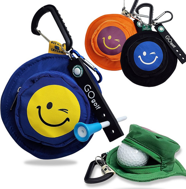 벙거지 골프공파우치 골프티꽂이 SET 필드 멀티파우치 파크골프 호환, 1세트, 블루