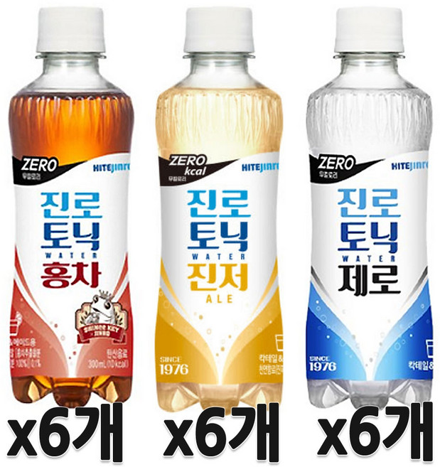 토닉워터 제로 홍차제로 진저에일제로 3종 각8입 총 24입, 18개, 300ml