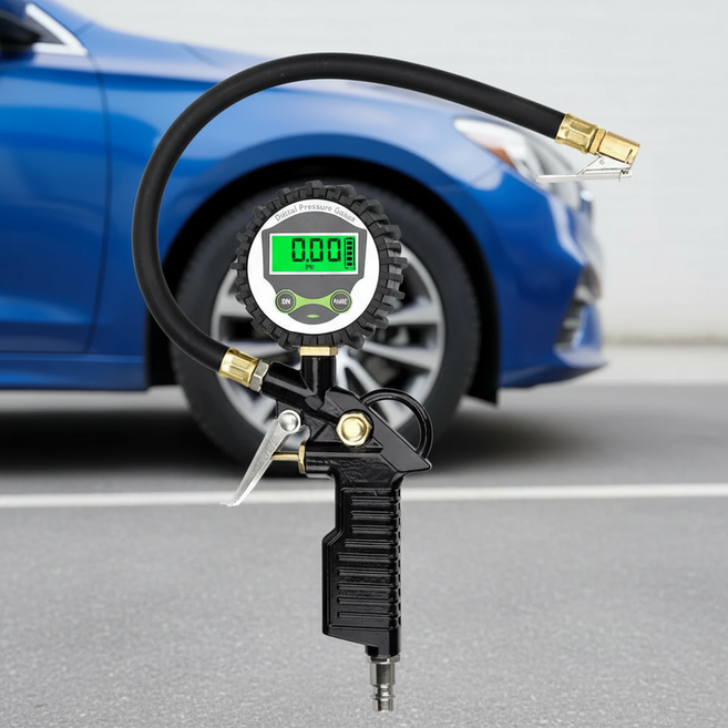 타이어 게이지 권총형 공기주입기, 1개