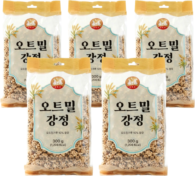 오트밀 강정 퍼프 고소한 전통 간식 300g, 5개