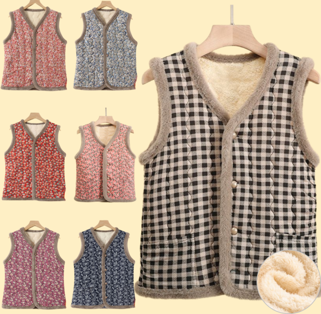 촌캉스 할머니조끼 꽃무늬 누빔 김장 조끼 빈티지 레트로 베스트