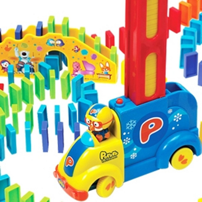 3세 뽀로로 자동차 상상력 창의력 오토 도미노 설치 유아장난감 도미노블록 게임