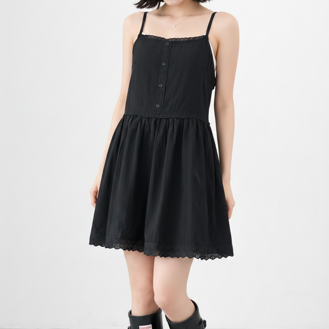 다미타니 나시 레이어드 원피스 단추 러블리 미니드레스 OCZ1052