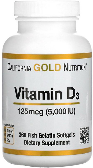 캘리포니아 골드 뉴트리션 비타민D3 5000IU 360정 CGN vitaminD3, 1개