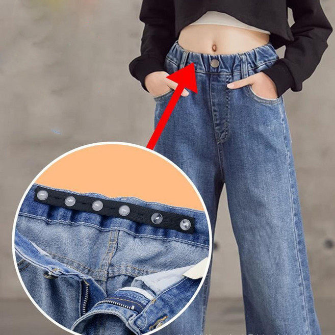 안보이는 바지 허리 줄이기 키트+바지 고무줄 끼우개 츄리닝 후드 수선, 검정10cm, 2개