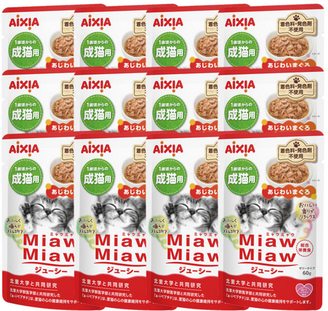 아이시아 먀우먀우 쥬시 고양이 파우치, 60g, 12개