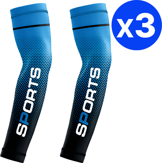 루미시에르 남성용 쿨토시 자외선차단 팔토시 냉감 스포츠 암슬리브, 블루블랙, 3개