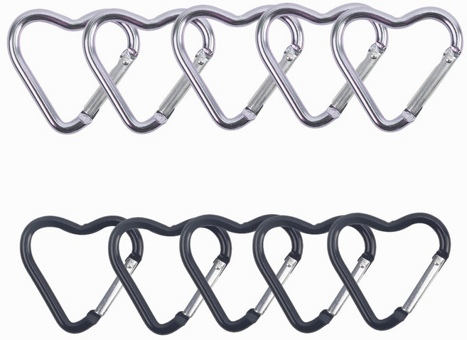 (10p) 하트 카라비너 10개세트 키링만들기 연결깅, 블랙+실버, 1세트