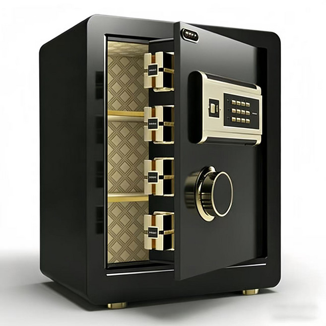 금고 가정용 사무실 지문 소형 금고 도난 방지 보관함 비밀번호 잠금, 블랙 45CM