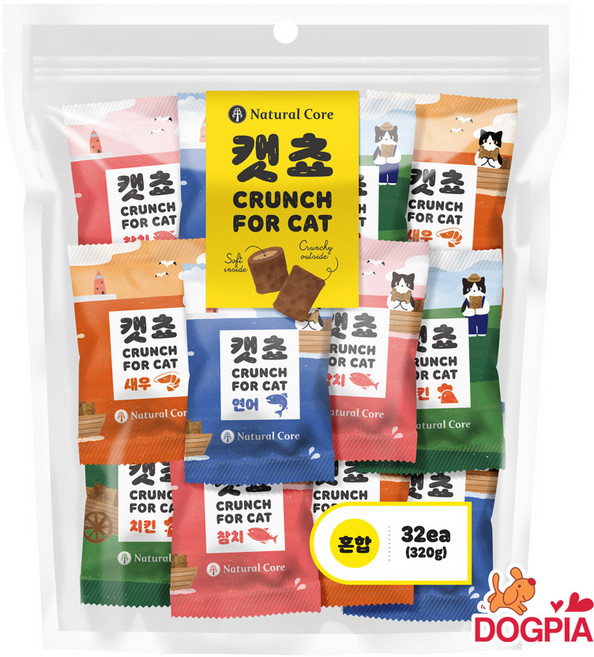 네츄럴코어 캣쵸 고양이간식 대용량, 4종 혼합셋트, 320g, 1개
