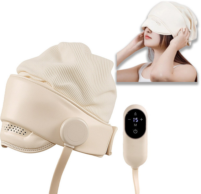 무선전동두피 머리 마사지기 다기능 기압 온열찜질 수면 안대 눈 마사지기 관리기, 모자 스타일