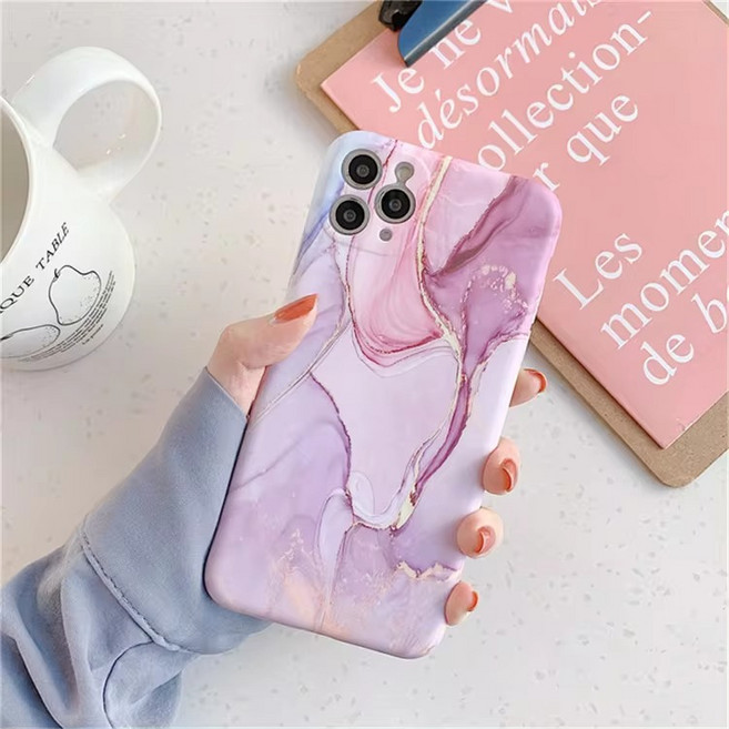 쁘띠마켓 마블 대리석 풀커버 아이폰 실리콘 케이스