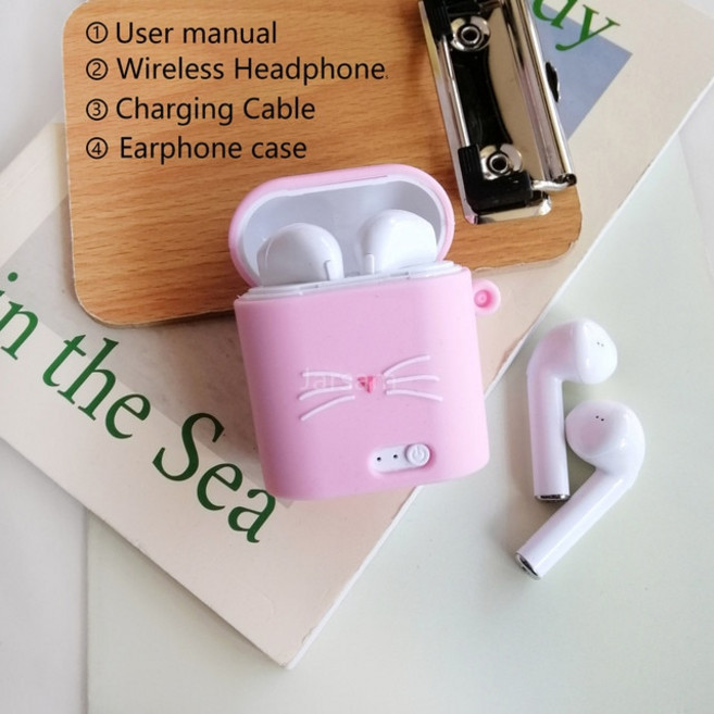 I7 MINI TWS 무선 헤드폰 블루투스 5.0 이어폰 이어버드 아이폰용 헤드폰, [07] pinkbeard, pinkbeard