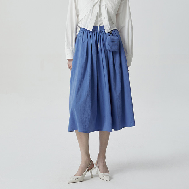 [컴젠] 여성 플레어 백밴딩 스커트 BLUE