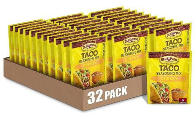 Old El Paso Taco 시즈닝 믹스 치즈 28.3g (1온스) 패킷 32개 팩 미국직구, 2) Cheesy Taco  1 Ounce Pack o