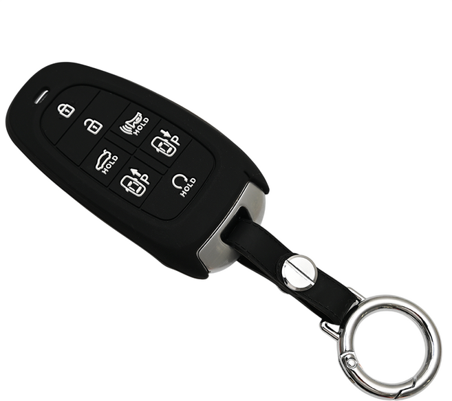 현대 넥쏘 더뉴 그랜저 소나타 DN8 호환 자동차 실리콘 스마트키 차키 케이스 키홀더, 7버튼_S41_SS1, 블랙