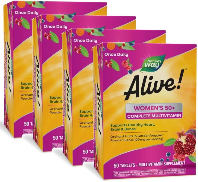 네이처스웨이 얼라이브 50세이상 여성 컴플리트 멀티비타민 Nature's Way Alive Women Multivitamin, 4개, 50정 - 쿠팡