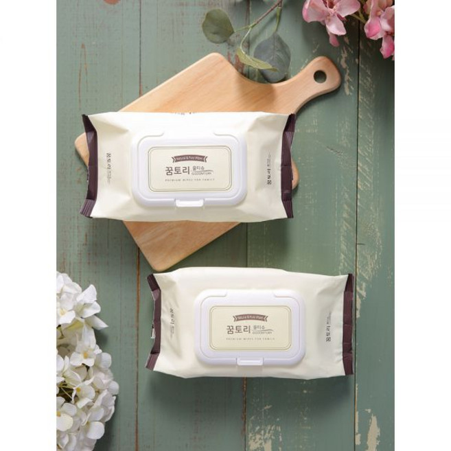 [출고] 꿈토리 물티슈 대용량 나비의꿈 캡형 엠보싱 55평량 10팩+10팩, 나비캡형 10팩+10팩