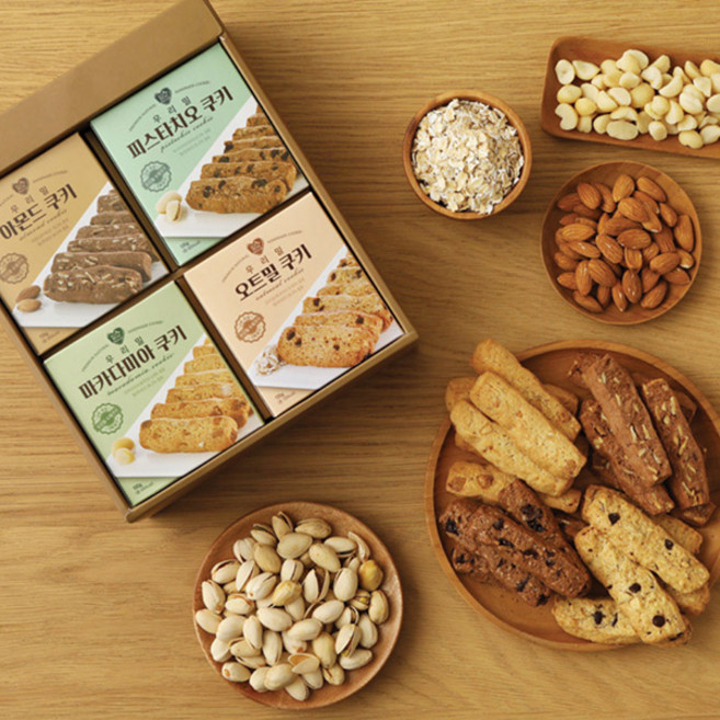 우리밀 수제쿠키 아몬드 오트밀 피스타치오 마카다미아 단체선물, 아몬드쿠키135g, 1개