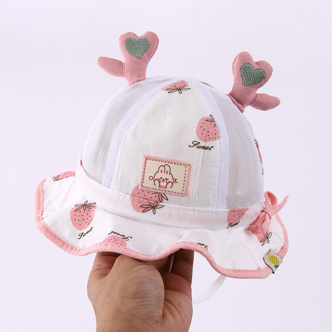 딸기 뿔 넓은 챙 모자 여아 남아 망사 아동 여름 유아 바캉스룩 등원룩 외출복 키즈 선물