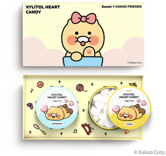 자일리톨 캔디 2종 선물세트 페퍼민트 레몬 핀란드 무설탕 사탕, 80g, 1세트