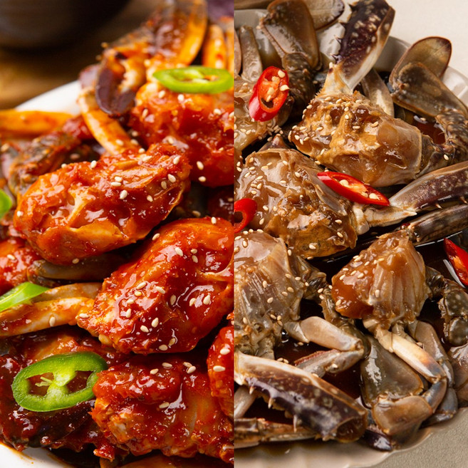 [국내산 연평도 꽃게 100%] 밥도둑을 입에 쏘옥 위대한 한입양념게장/한입간장게장, 3.위대한 한입게장 간장+양념 SET (1kg+1kg), 2개, 1kg