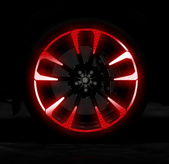 [오카] 전차종 휠 스티커 마이크로 프리즘 반사 리플렉터 시트지 튜닝 용품 토레스 쏘렌토 페이스리프트 더뉴팰리세이드 아반떼CN7 QM6 셀토스 카니발 레이 K5 EV6 니로, [오카] 레드, 1세트