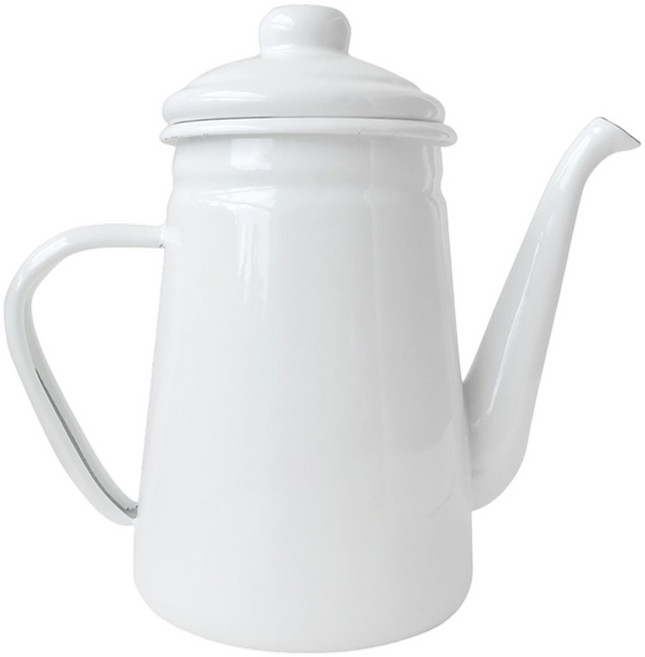 白色珐瑯咖啡壺，附蓋, 白色, 1個, 1.1L