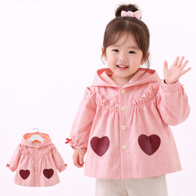 키즈 데일리 여아 아동 유아 바람막이 후드 야상 자켓 점퍼 아우터