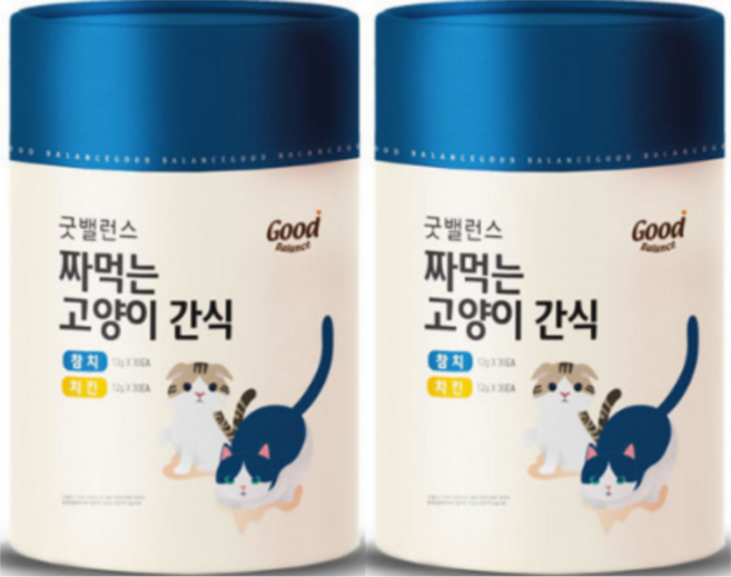 굿밸런스 짜먹는 고양이 간식 플러스, 참치 30p + 치킨 30p, 12g, 120개