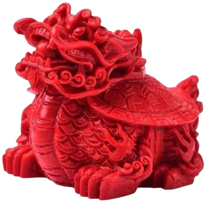 台灣天然硃砂精雕龍龜神獸擺件 (長6公分寬4.2公分高4.6公分) 品質保證, 1個