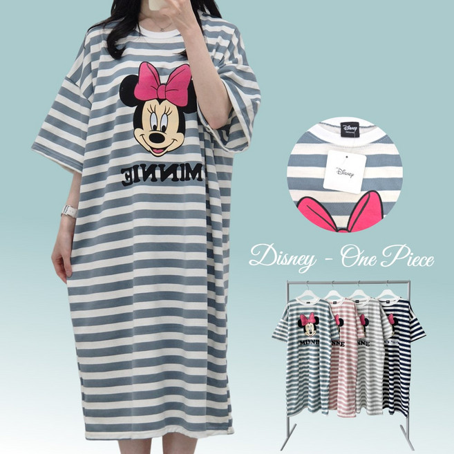 카라샵 디즈니정품 리본 미키 미니 원피스 루즈핏 롱 원피스