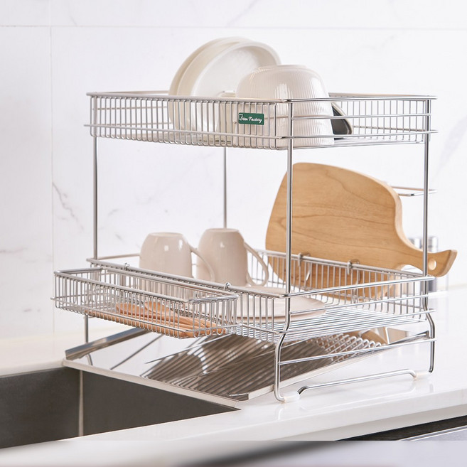 스텐팩토리 국산제조 무연마제 스텐 304 코즈모 식기건조대 2단 풀세트, 코즈모 측면형, 1개
