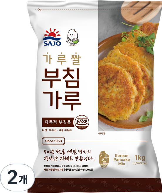 사조동아원 가루쌀 부침가루, 1kg, 2개