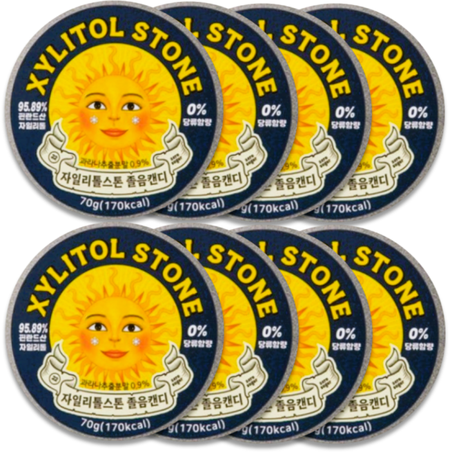 자일리톨스톤 자일리톨 무설탕 캔디 페퍼민트 70g 4개 틴케이스 필린드산, 8개