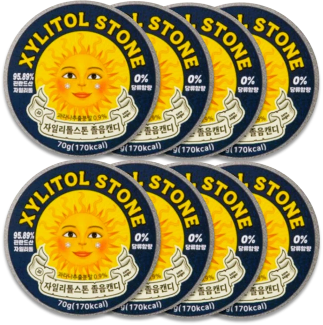 자일리톨스톤 자일리톨 무설탕 캔디 페퍼민트 70g 4개 틴케이스 필린드산, 8개 - 쿠팡