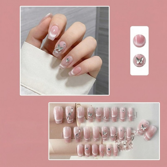 FAINAL SENSE 착용형 인조네일 고급스러운 착용형 인조네일 네일팁 가죽 네일, 1개, 경월접