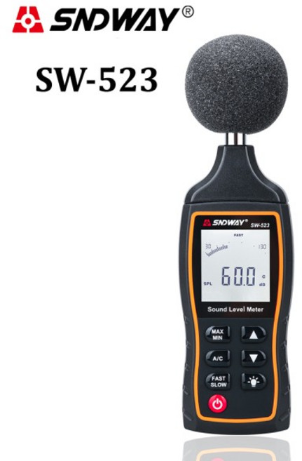 SNDWAY 디지털 소음 측정기 데시벨 모니터링 테스터 백라이트, 1개