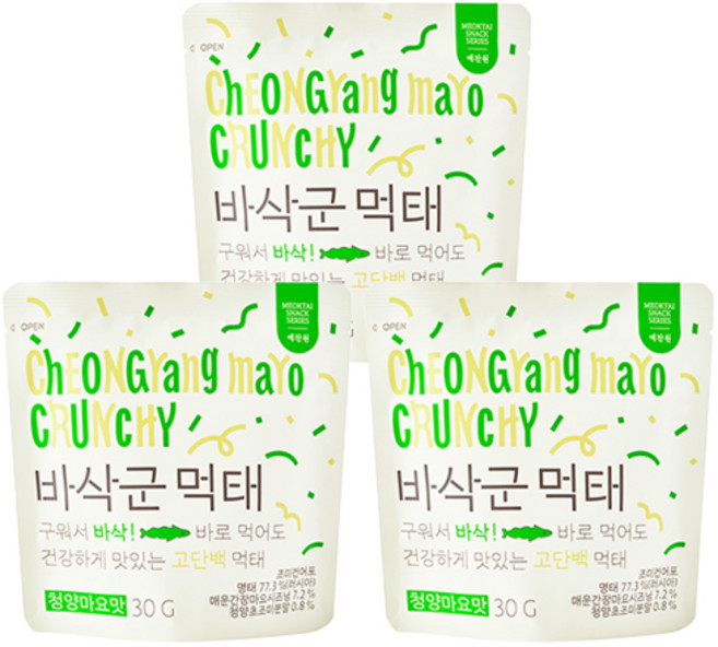 예찬원 바삭군 시즈닝 먹태 청양마요맛, 30g, 3개