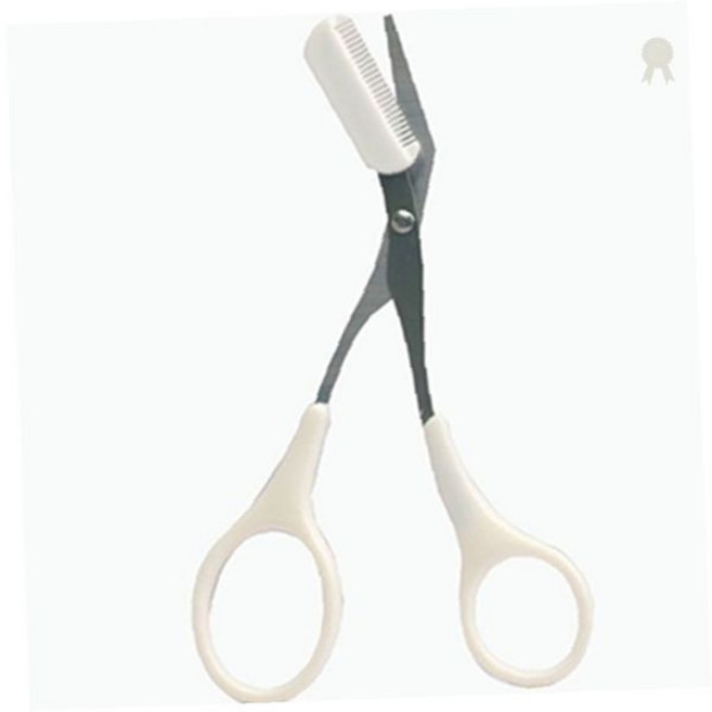 눈썹정리 미용가위 빗일체형 스테인리스 곡선날 휴대용 셀프미용 화이트색상