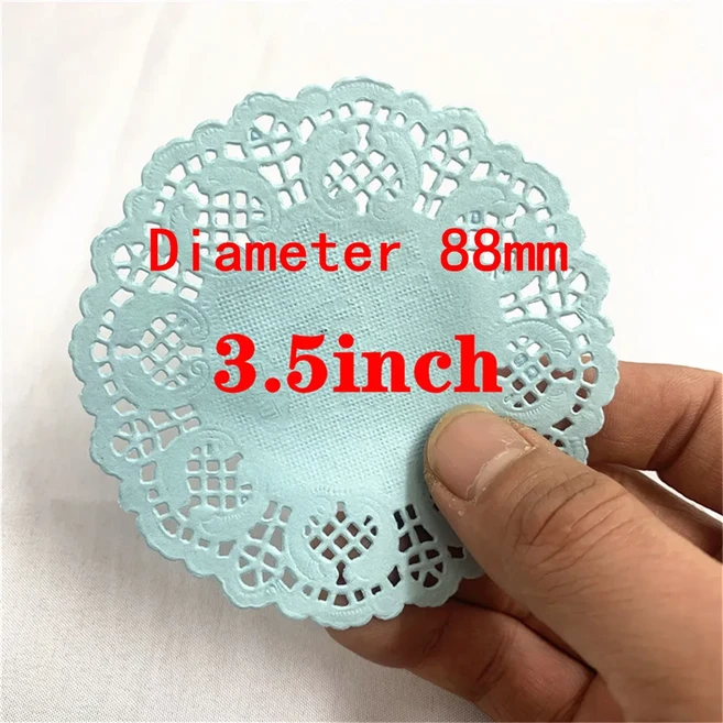케이크 플레이스 매트 파티 선물 장식에 100pcs 인치 라운드 핑크 골드 종이 레이스 Doilies, 3.5inch blue 100PCS