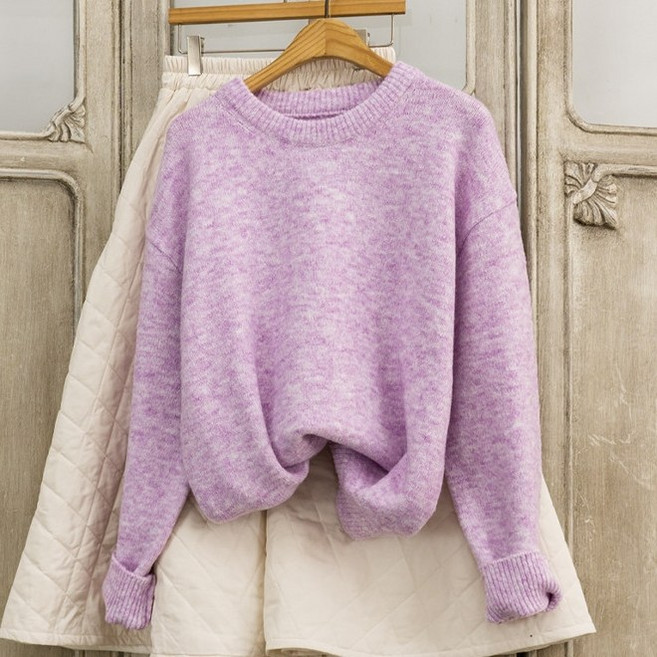 뽀송 보카시 골프겸용 라운드넥 루즈핏 겨울 여성 니트티